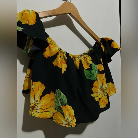 Zara Off the shoulder shirt Floral print Size XS - Picture 4 of 7
